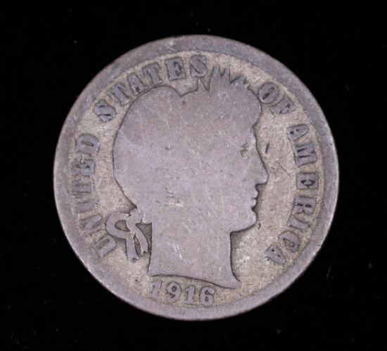 1916 BARBER SILVER DIME COIN