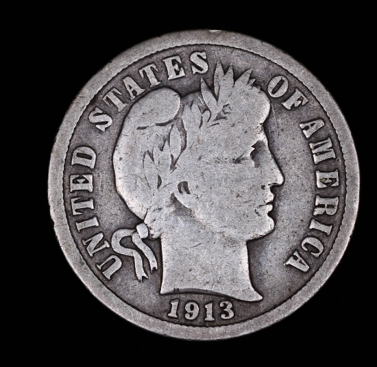 1913 BARBER SILVER DIME COIN