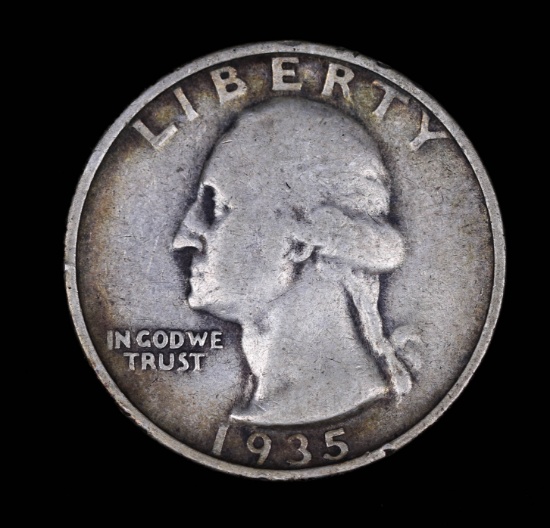 1935 D WASHINGTON SILVER QUARTER DOLLAR COIN