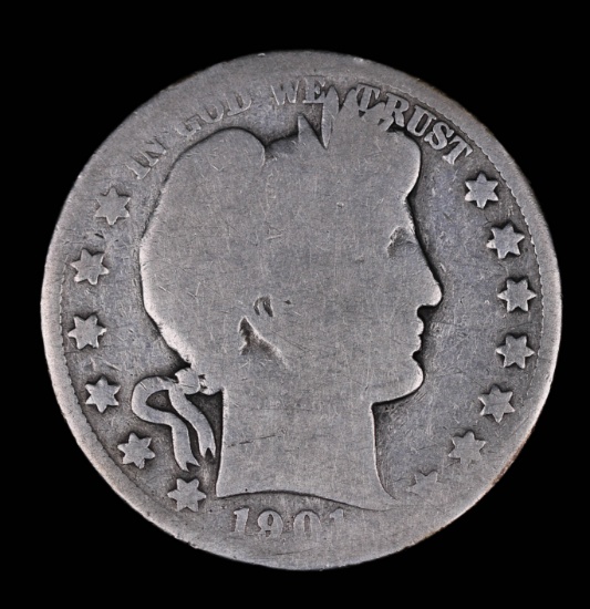 1901 BARBER SILVER HALF DOLLAR COIN