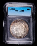1881 S MORGAN SILVER DOLLAR COIN ICG AU58
