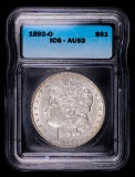 1892 O MORGAN SILVER DOLLAR COIN ICG AU53