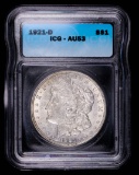 1921 D MORGAN SILVER DOLLAR COIN ICG AU53