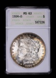 1904 O MORGAN SILVER DOLLAR COIN ANACS MS63 TONED!!