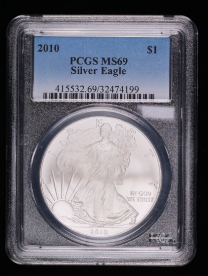 2010 1oz .99 FINE SILVER AMERICAN EAGLE COIN PCGS MS69