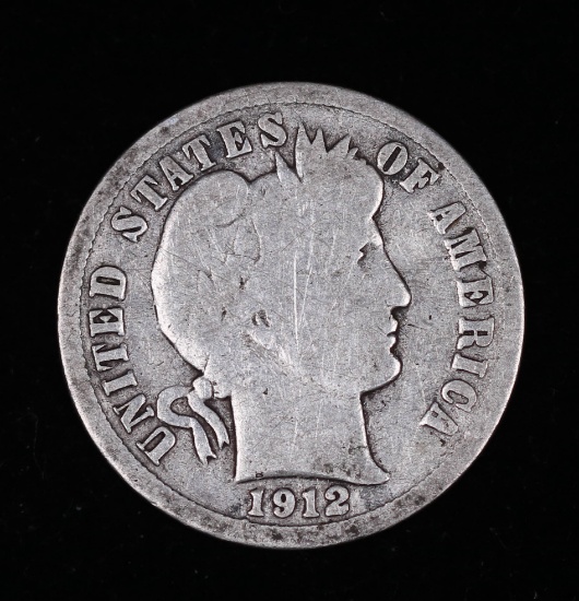 1912 D BARBER SILVER DIME COIN