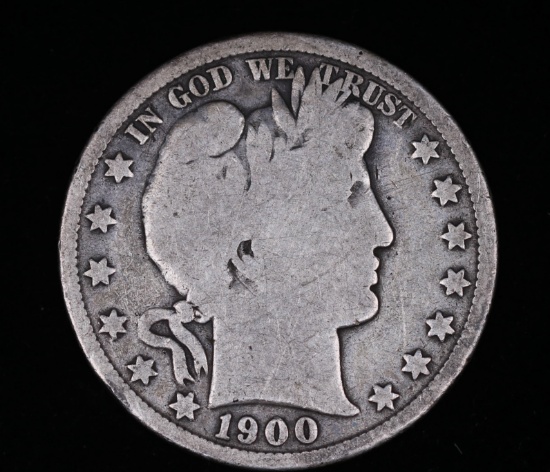 1900 BARBER SILVER HALF DOLLAR COIN