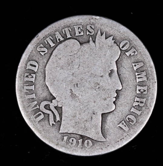 1910 BARBER SILVER DIME COIN