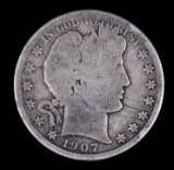 1907 O BARBER SILVER HALF DOLLAR COIN