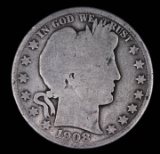 1908 O BARBER SILVER HALF DOLLAR COIN