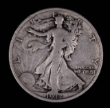 1917 D REVERSE WALKING LIBERTY SILVER HALF DOLLAR COIN