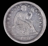1857 SEATED LIBERTY SILVER DIME COIN