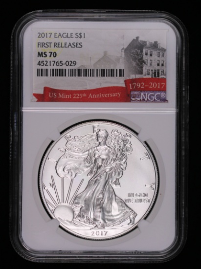 2017 1OZ AMERICAN SILVER EAGLE COIN NGC MS70 FIRST RELEASE