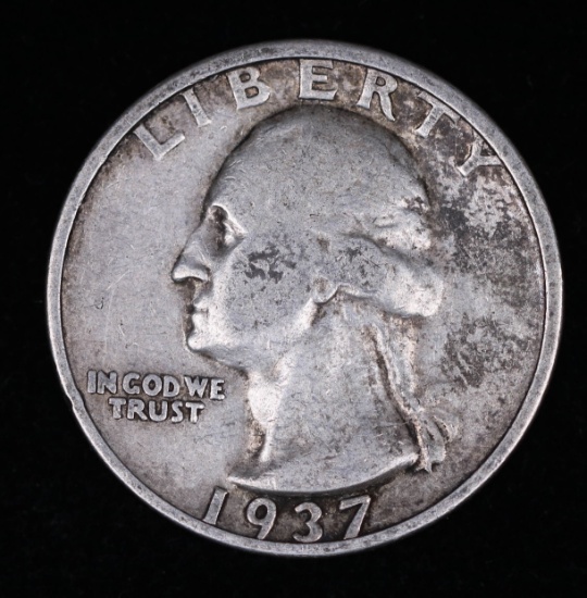 1937 S WASHINGTON SILVER QUARTER DOLLAR COIN