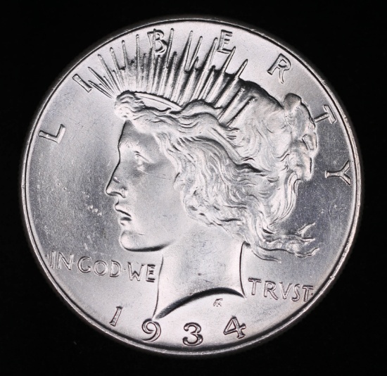 1934 PEACE SILVER DOLLAR COIN GEM BU UNC MS+++