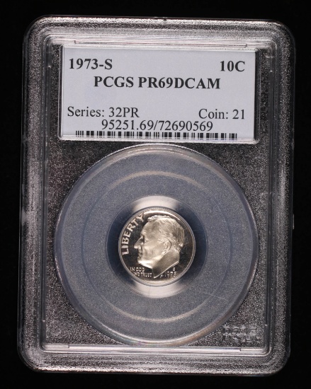 1973 S ROOSEVELT DIME COIN PROOF PCGS PR69 DCAM