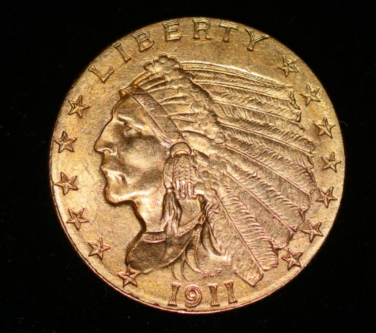 1911 $2.50 US INDIAN GOLD COIN BU UNC++