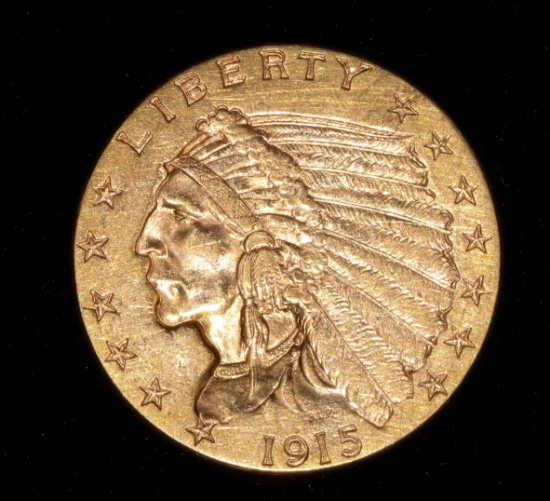 1915 $2.50 INDIAN HEAD GOLD COIN GEM BU UNC MS+++