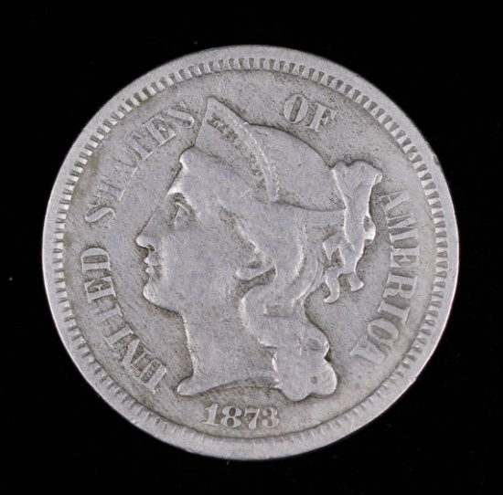 1873 THREE CENT US COPPER NICKEL PIECE COIN