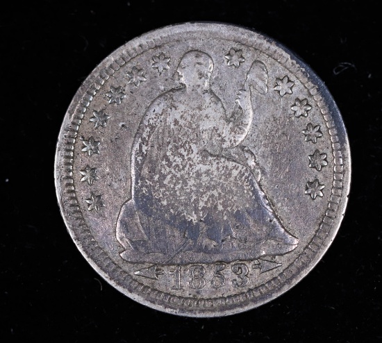 1853 ARROWS LIBERTY SEATED SILVER HALF DIME COIN