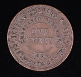 1880 COPPER PENNY US SPRINGVILLE CHAPTER NO 275 SPRINGVILLE,NY