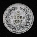 1850 NETHERLANDS SILVER COIN 5 CENTS