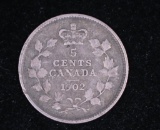 1902 CANADA 5 CENT SILVER COIN