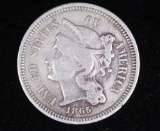 1865 THREE CENT NICKEL US COIN