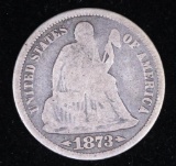 1873 ARROWS SEATED LIBERTY SILVER DIME COIN
