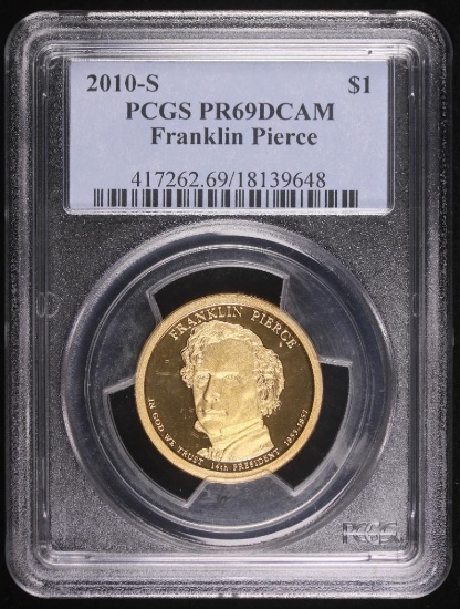 2010 S FRANKLIN PIERCE PRESIDENTIAL $1 COIN PCGS PR69DCAM