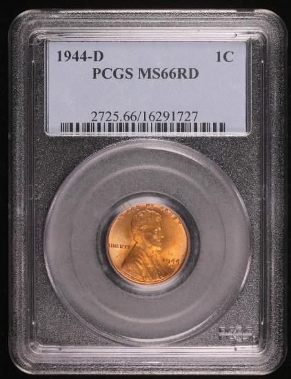 1944 D PENNY COIN PCGS MS66RD