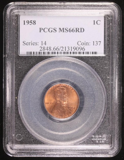 1958 PENNY COIN PCGS MS66RD