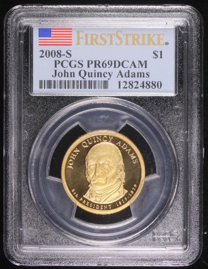 2008 S JOHN QUINCY ADAMS PRESIDENTIAL $1 COIN PCGS PR69DCAM