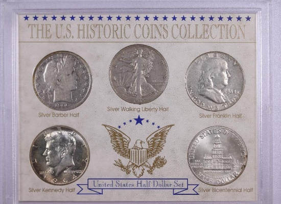 U.S. HISTORIC COINS COLLECTION, SILVER HALF DOLLAR SET
