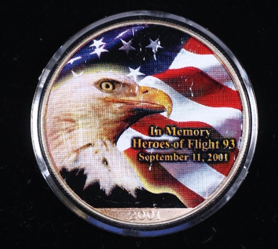 2001 .999 FINE SILVER AMERICAN EAGLE COIN **HEROES OF FLIGHT 93**