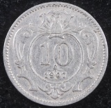 1907 AUSTRIA 10 HELLER COIN
