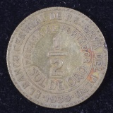 1935 PERU 1/2 SOL DE ORO COIN