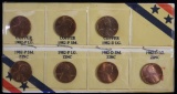 1982 LINCOLN PENNY SET 7 COINS UNCIRCULATED