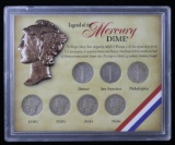 1916-1945 LEGEND OF THE MERCURY DIME 7 SILVER COIN SET
