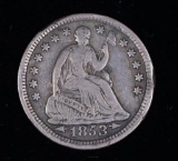 1853 ARROWS SEATED LIBERTY SILVER HALF DIME COIN