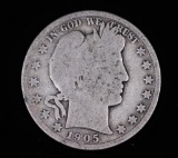 1905 S BARBER SILVER HALF DOLLAR COIN