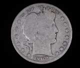 1908 BARBER SILVER HALF DOLLAR COIN