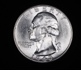 1943 WASHINGTON SILVER QUARTER DOLLAR COIN GEM BU UNC MS+++