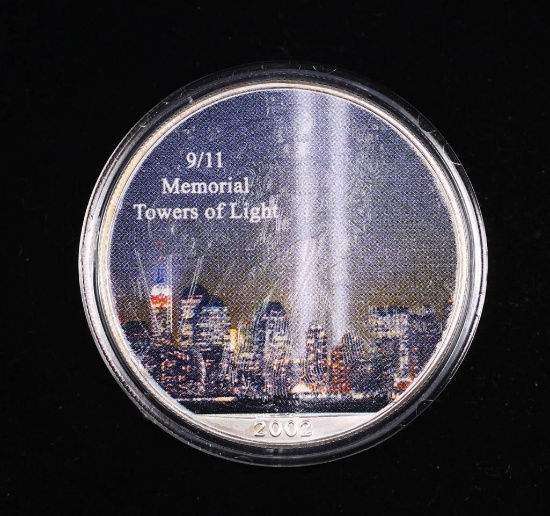 1oz .999 FINE AMERICAN EAGLE SILVER ROUND **911 MEMORIAL TOWERS OF LIGHT**