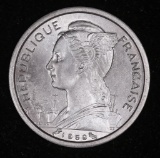 1959 FRENCH SOMALILAND 1 FRANC COIN