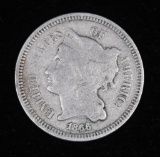 1866 THREE CENT NICKEL US COIN