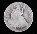 1839 LIBERTY SEATED SILVER HALF DIME COIN