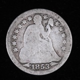 1853 ARROWS LIBERTY SEATED SILVER DIME COIN