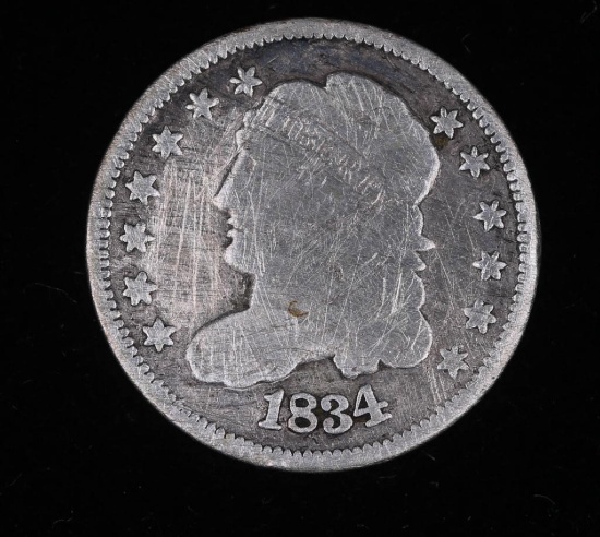 1834 BUST SILVER US HALF DIME COIN