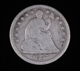 1857 SEATED LIBERTY SILVER US HALF DIME COIN